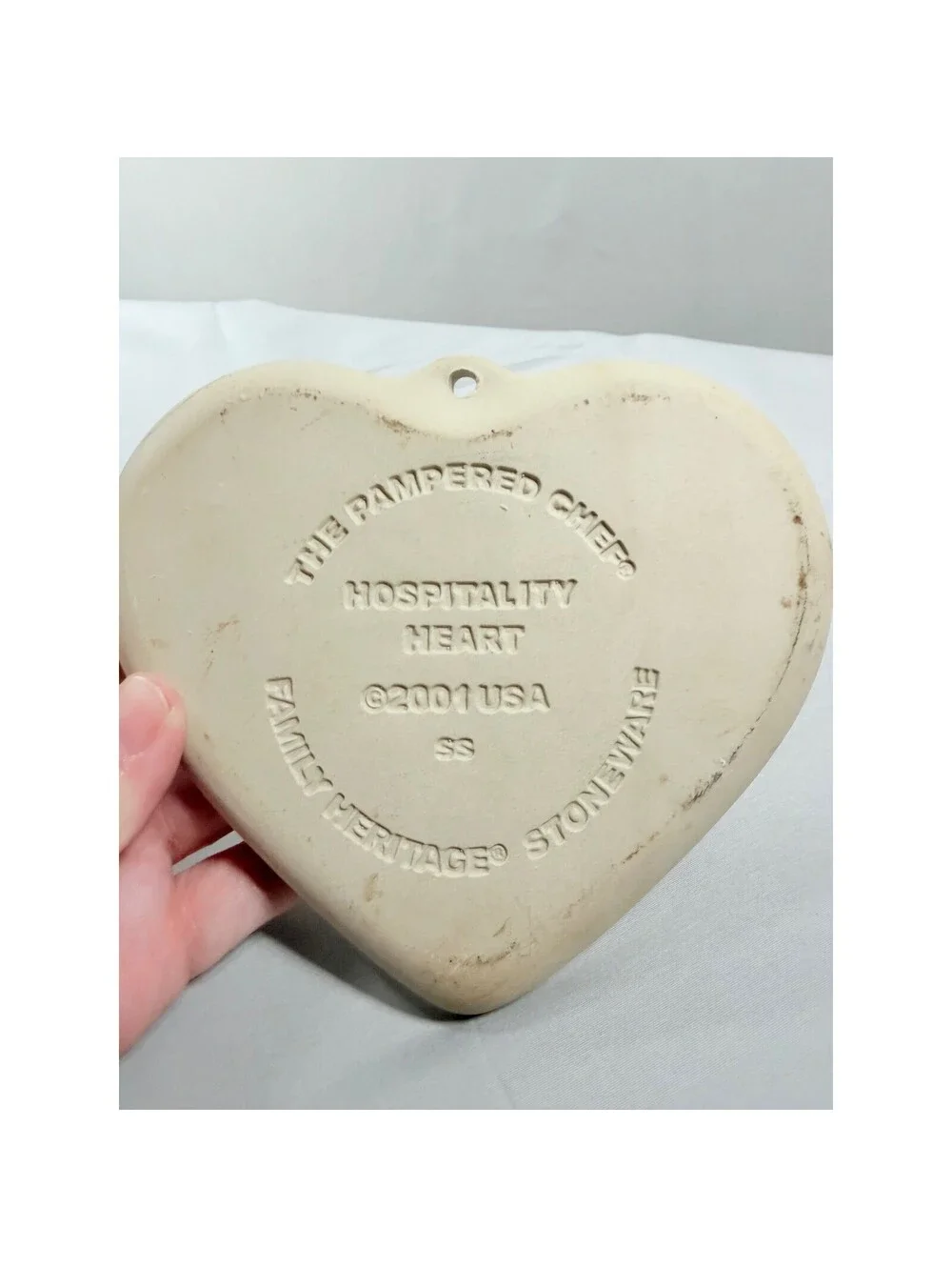 The Pampered Chef Hospitality Heart Stoneware Cookie Mold 01 Family Heritage USA